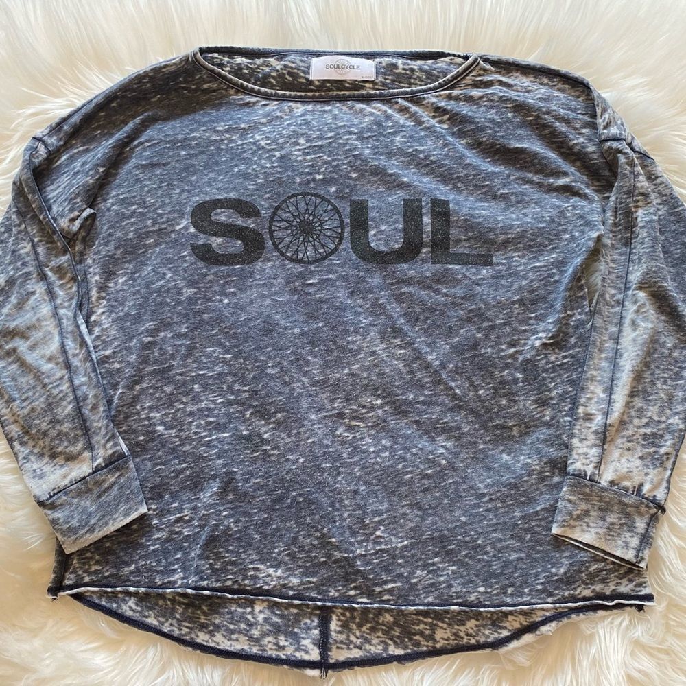 Soul Cycle women’s long sleeve t shirt burnout gray xs oversized